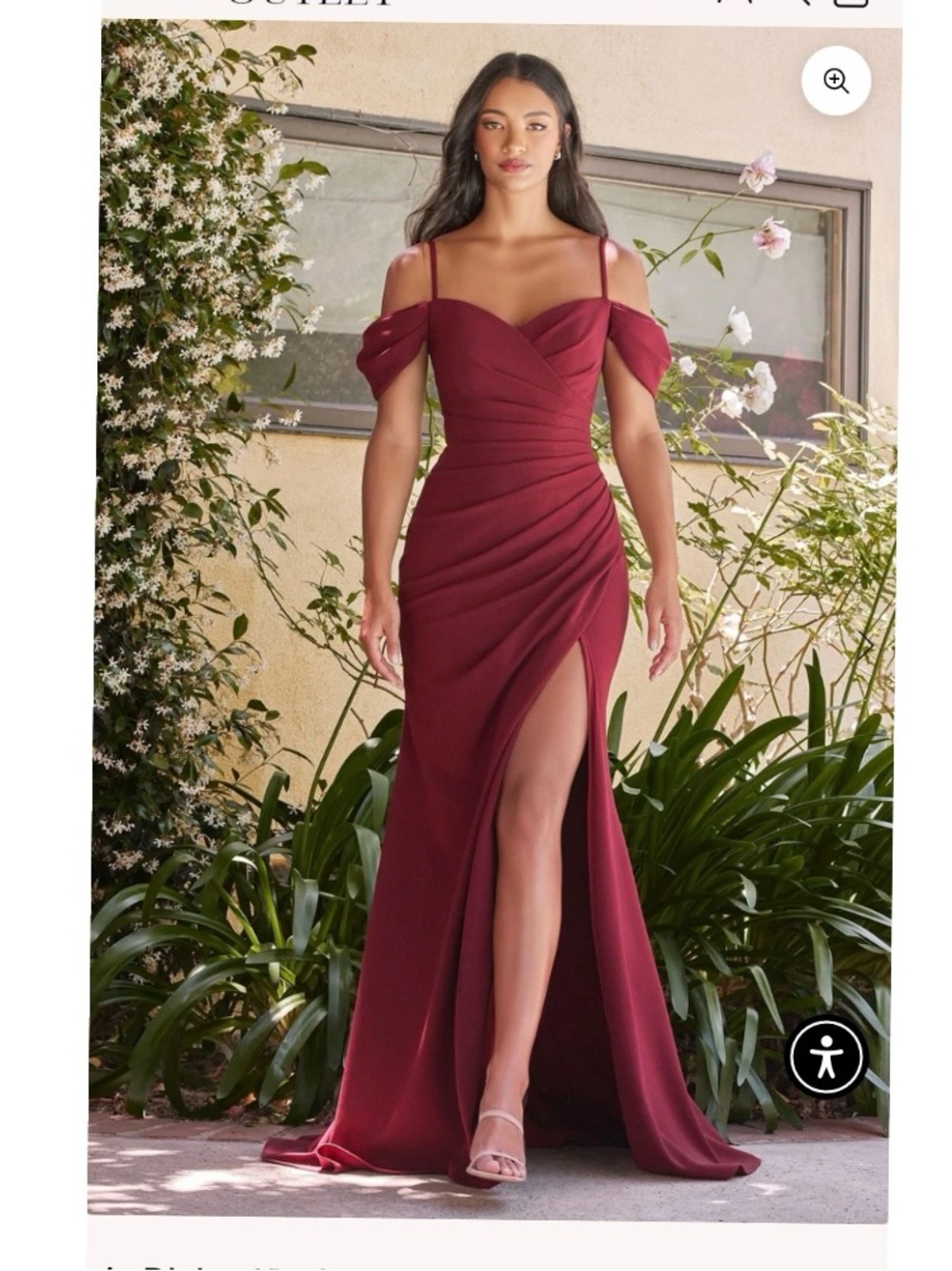 New JJ’s House Women 18 burgundy cold-shoulder formal dress sweetheart neckline